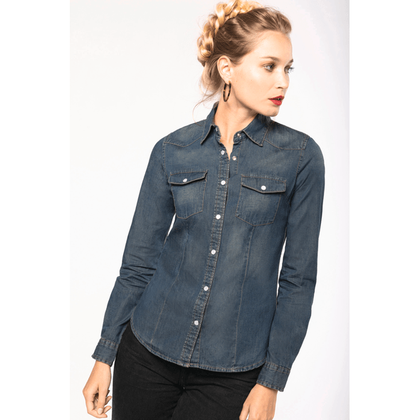 Kariban | Long-sleeved denim shirt for women